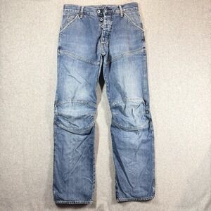 G Star Raw ELWOOD Jeans Mens 33x34 Blue Double Knee Heavyweight Denim Skater